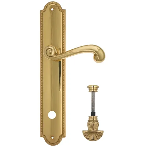 Дверная ручка Venezia \"CARNEVALE\" WC-4 на планке PL98 полированная латунь