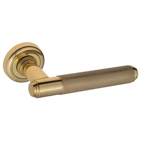 Дверная ручка на круглом основании Venezia \"EXA ZIG\" D1 полированная латунь