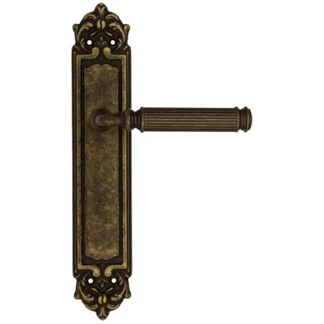 Дверная ручка Venezia \"MOSCA\" на планке PL96 античная бронза