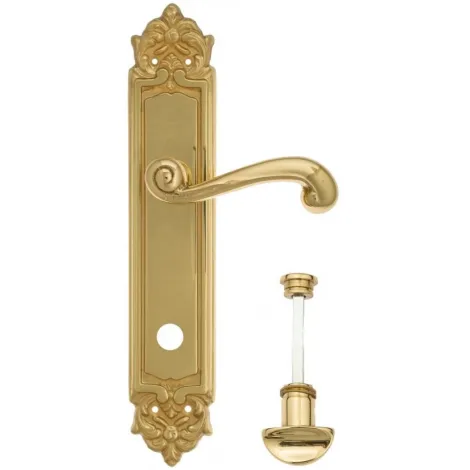 Дверная ручка Venezia \"CARNEVALE\" WC-2 на планке PL96 полированная латунь