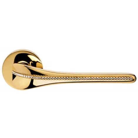 Дверная ручка на круглом основании Linea Cali SPIRIT mesh 1451/023 OZ золото глянцевое/хрусталь SWAROVSKI