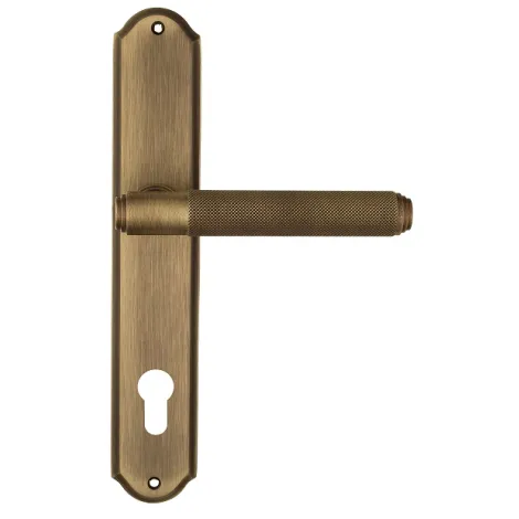 Дверная ручка Venezia \"EXA ZIG \" CYL на планке PL02 матовая бронза