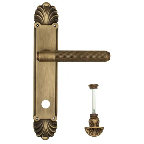 Дверная ручка Venezia \"EXA ZIG \" WC-4 на планке PL87 матовая бронза