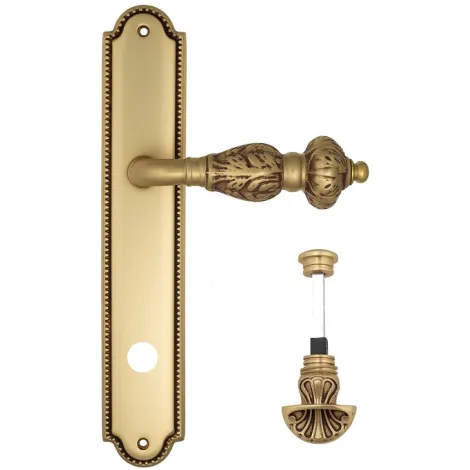 Дверная ручка Venezia \"LUCRECIA\" WC-4 на планке PL98 французское золото + коричневый