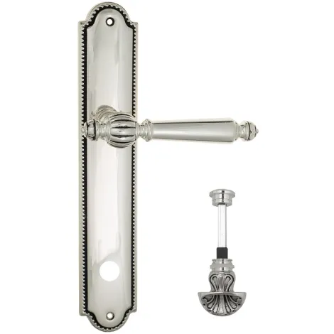 Дверная ручка Venezia \"PELLESTRINA\" WC-4 на планке PL98 натуральное серебро + черный