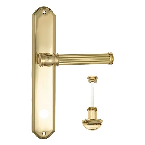 Дверная ручка Venezia \"IMPERO\" WC-2 на планке PL02 полированная латунь