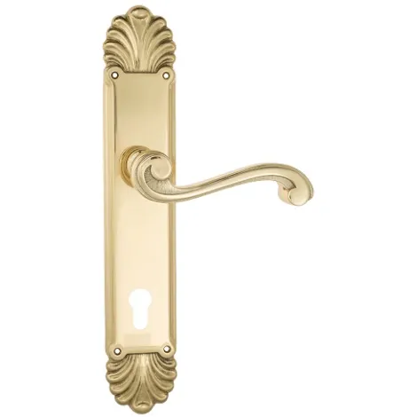 Дверная ручка Venezia \"VIVALDI\" CYL на планке PL87 полированная латунь