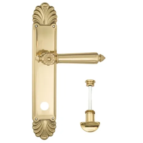 Дверная ручка Venezia \"CASTELLO\" WC-2 на планке PL87 полированная латунь