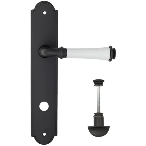 Дверная ручка на планке Fratelli Cattini \"GRACIA CERAMICA BIANCO\" WC-2 PL257-NM матовый черный