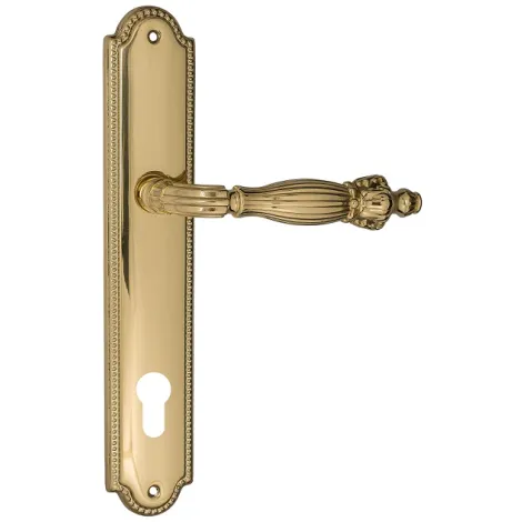 Дверная ручка Venezia \"OLIMPO\" CYL на планке PL98 полированная латунь