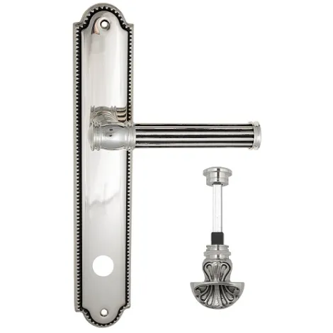 Дверная ручка Venezia \"IMPERO\" WC-4 на планке PL98 натуральное серебро + черный