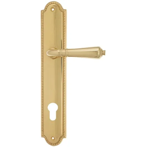 Дверная ручка Venezia \"VIGNOLE\" CYL на планке PL98 полированная латунь