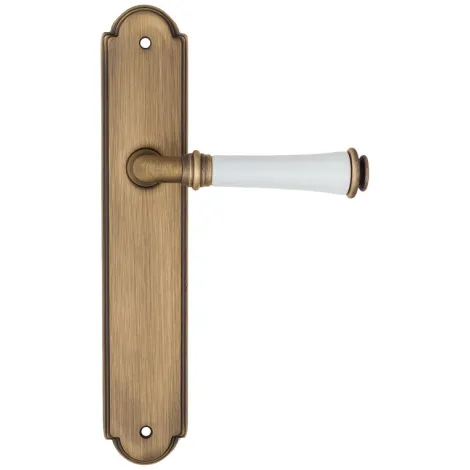Дверная ручка на планке Fratelli Cattini \"GRACIA CERAMICA BIANCO\" PL257-BY матовая бронза