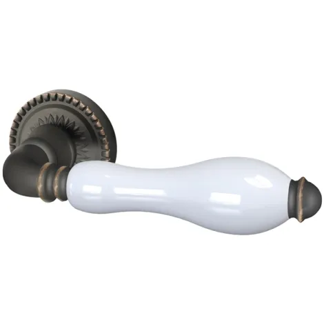 Дверная ручка на круглом основании Armadillo Silvia CL1 ABL-18/WP-109 темная медь/бел фарфор