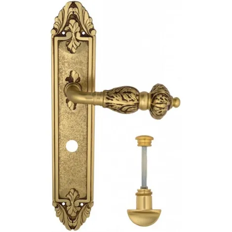 Дверная ручка Venezia \"LUCRECIA\" WC-2 на планке PL90 французское золото + коричневый