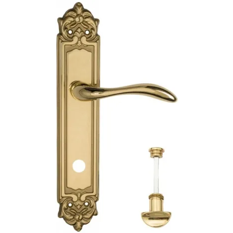 Дверная ручка Venezia \"ALESSANDRA\" WC-2 на планке PL96 полированная латунь