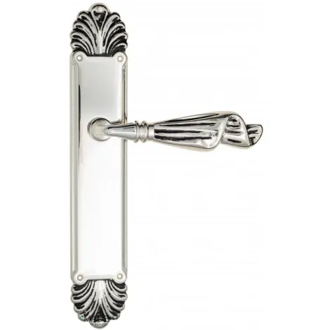 Дверная ручка Venezia \"OPERA\" на планке PL87 натуральное серебро + черный