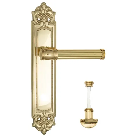 Дверная ручка Venezia \"IMPERO\" WC-2 на планке PL96 полированная латунь