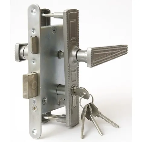 Замок врезной Zenit цилиндровый с защёлкой в комплекте с ручкой ЗВ4-3.01 (никель), 4 кл.