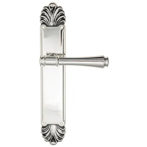 Дверная ручка Venezia \"CALLISTO\" на планке PL87 натуральное серебро + черный