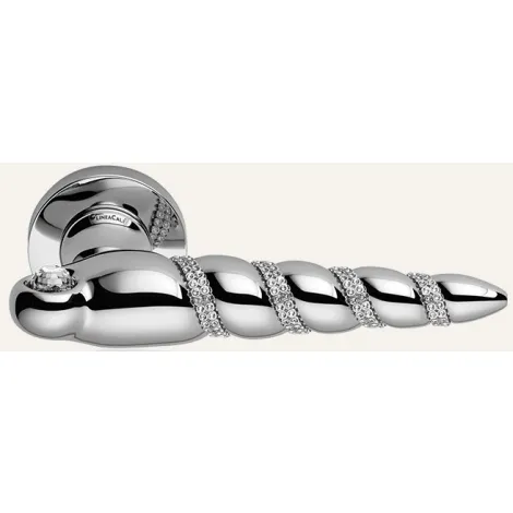 Дверная ручка на круглом основании Linea Cali SHELL mesh 694/023 CR хром глянцевый/хрусталь SWAROVSKI