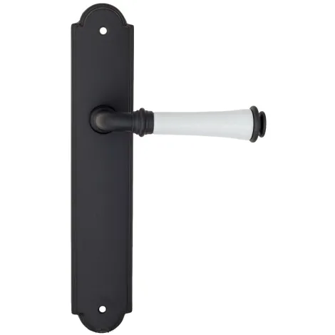 Дверная ручка на планке Fratelli Cattini \"GRACIA CERAMICA BIANCO\" PL257-NM матовый черный