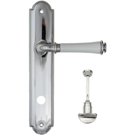 Дверная ручка на планке Fratelli Cattini \"GRACIA CERAMICA BIANCO\" WC-2 PL257-CR полированный хром