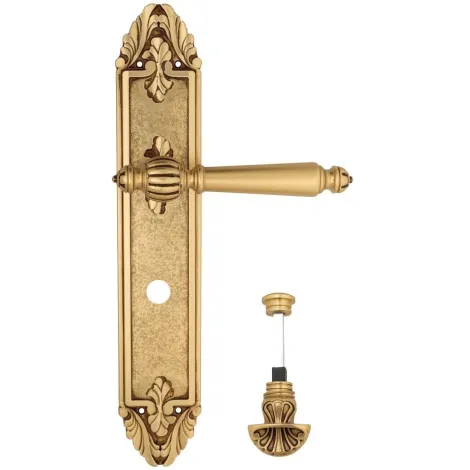 Дверная ручка Venezia \"PELLESTRINA\" WC-4 на планке PL90 французское золото + коричневый