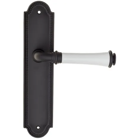 Дверная ручка на планке Fratelli Cattini \"GRACIA CERAMICA BIANCO\" PL248-NM матовый черный