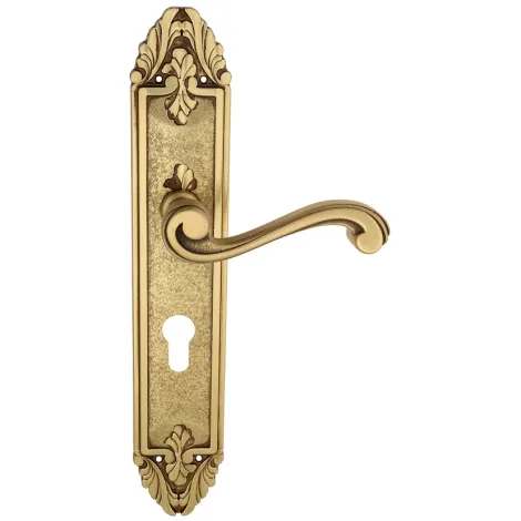 Дверная ручка Venezia \"VIVALDI\" CYL на планке PL90 французское золото + коричневый