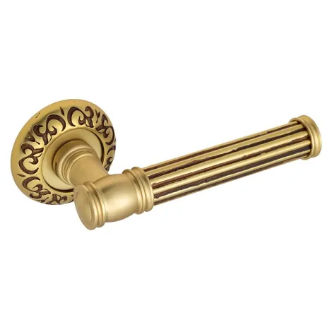 Дверная ручка на круглом основании Venezia \"IMPERO\" D4 французcкое золото + коричневый