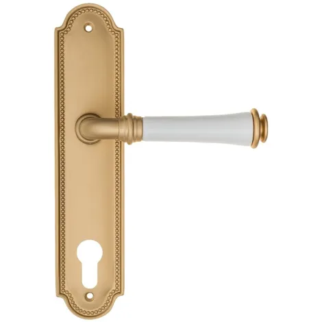 Дверная ручка на планке Fratelli Cattini \"GRACIA CERAMICA BIANCO\" CYL PL248-BS матовая латунь