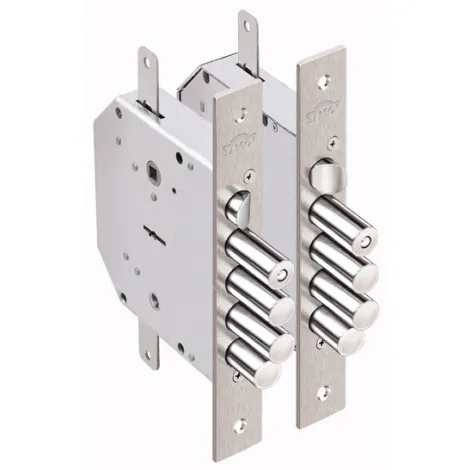 Замок врезной сувальдный с задвижкой и защелкой Elbor Гранит 1.06.42 (левый) с тягами, 5 кл. /24376/