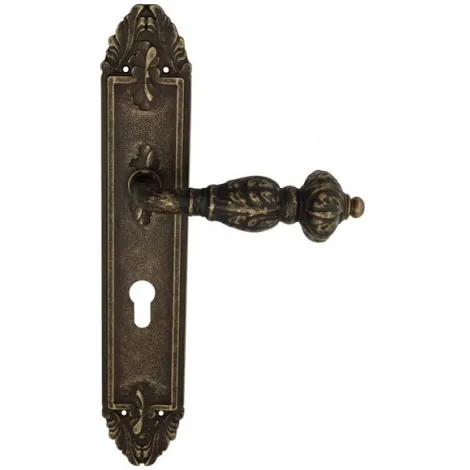 Дверная ручка Venezia \"LUCRECIA\" CYL на планке PL90 античная бронза