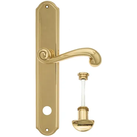 Дверная ручка Venezia \"CARNEVALE\" WC-2 на планке PL02 полированная латунь
