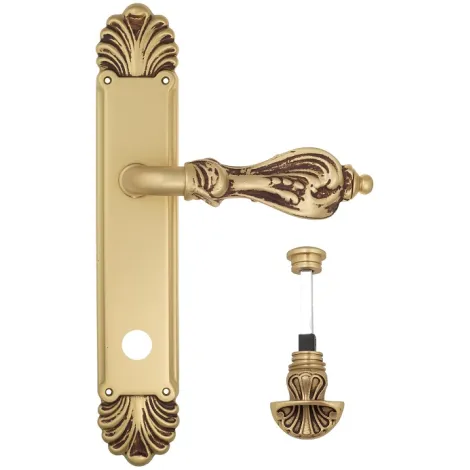 Дверная ручка Venezia \"FLORENCE\" WC-4 на планке PL87 французское золото + коричневый