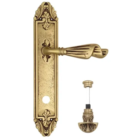 Дверная ручка Venezia \"OPERA\" WC-4 на планке PL90 французское золото + коричневый