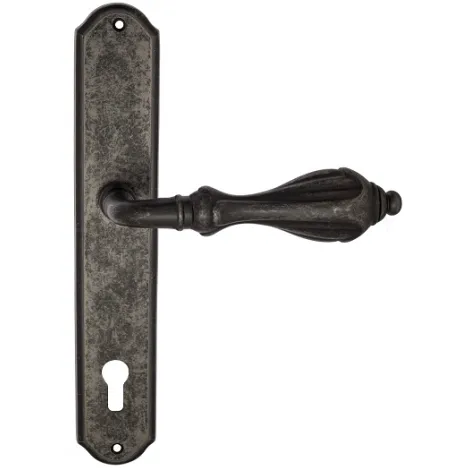 Дверная ручка Venezia \"ANAFESTO\" CYL на планке PL02 античное серебро