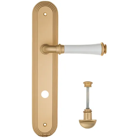 Дверная ручка на планке Fratelli Cattini \"GRACIA CERAMICA BIANCO\" WC-2 PL288-BS матовая латунь