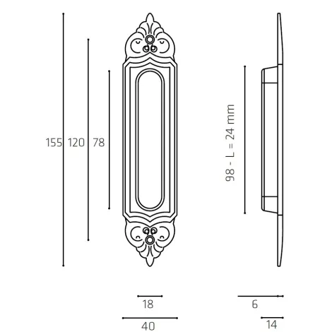 Ручка для раздвижной двери Venezia U122 DECOR темная бронза (1шт.)