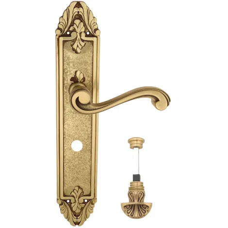 Дверная ручка Venezia \"VIVALDI\" WC-4 на планке PL90 французское золото + коричневый