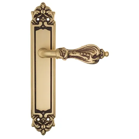 Дверная ручка Venezia \"FLORENCE\" на планке PL96 французское золото + коричневый
