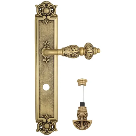 Дверная ручка Venezia \"LUCRECIA\" WC-4 на планке PL97 французское золото + коричневый