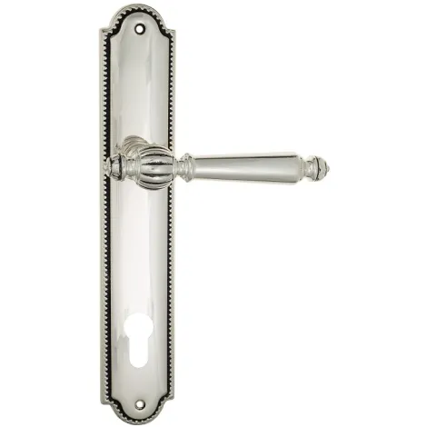 Дверная ручка Venezia \"PELLESTRINA\" CYL на планке PL98 натуральное серебро + черный