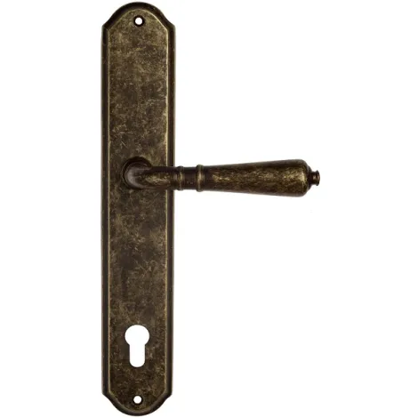 Дверная ручка Venezia \"VIGNOLE\" CYL на планке PL02 античная бронза