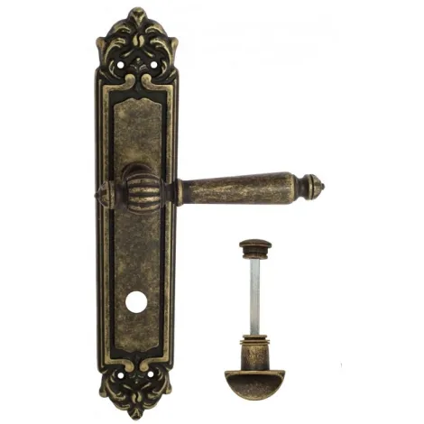 Дверная ручка Venezia \"PELLESTRINA\" WC-2 на планке PL96 античная бронза