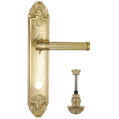 Дверная ручка Venezia \"IMPERO\" WC-4 на планке PL90 полированная латунь