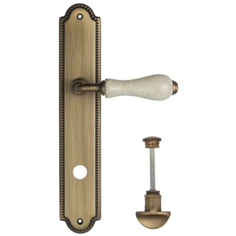 Дверная ручка Venezia \"COLOSSEO\" белая керамика паутинка WC-2 на планке PL98 матовая бронза