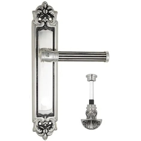 Дверная ручка Venezia \"IMPERO\" WC-4 на планке PL96 натуральное серебро + черный