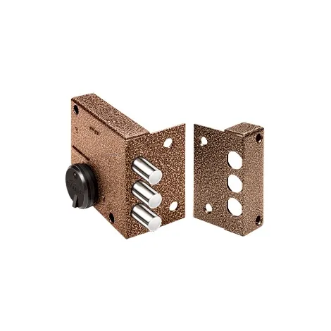Замок накладной Elbor (Эльбор) Кремень 1.04.51.КМА, никель, сув., 3 риг., зап. коробка, медный антик /32383/